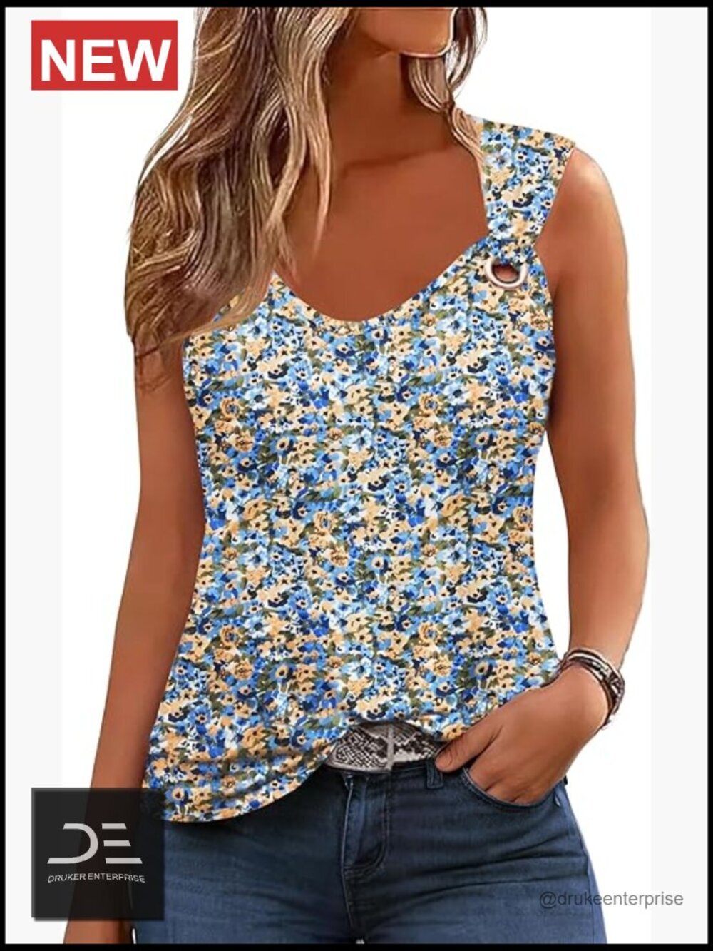Women Loose Fit Tank Top Casual Summer Scoop Neck Sleeveless Blouse